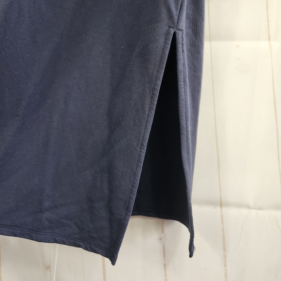 Garnet Hill Turtleneck Preppy Fall Work Casual Knit Midi Dress Navy Blue Medium - Picture 8 of 12